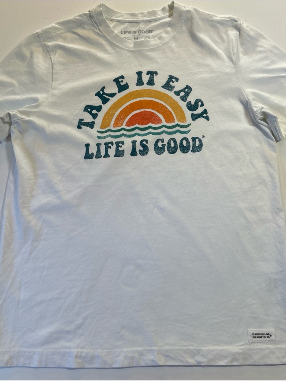 Life is Good T-shirt Men's Take It Easy Sunset Crusher white Tee in Size M - Picture 2 of 9
